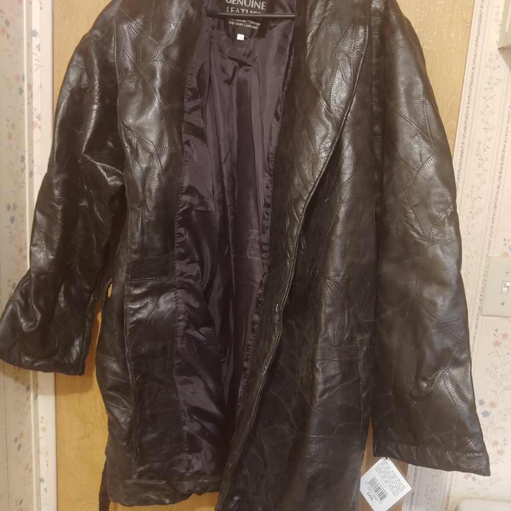 Lamb skin leather coat